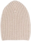 Barrie Ribbed-knit Cashmere Beanie In Neutrals