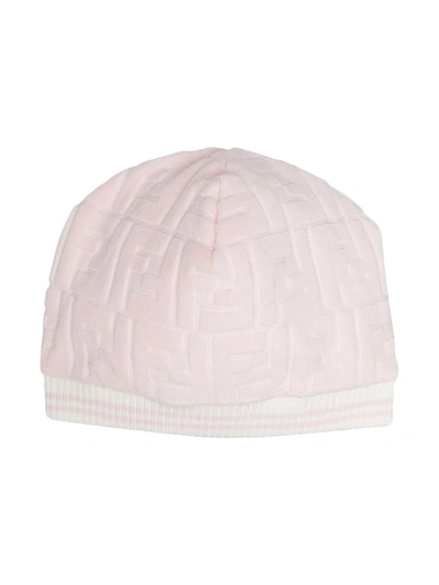 Fendi Babies' Ff-logo Cotton Sun Hat In Pink