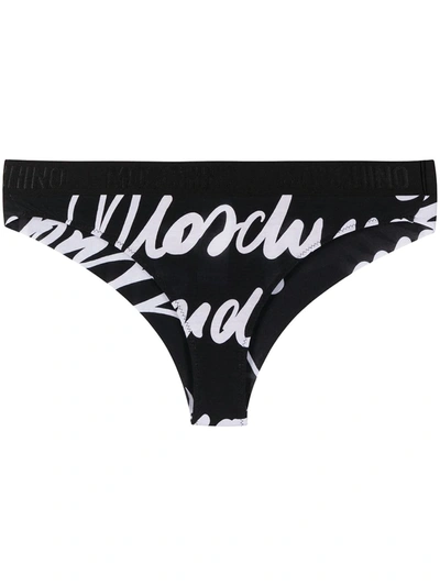 Moschino Low-rise Logo-print Briefs In Black