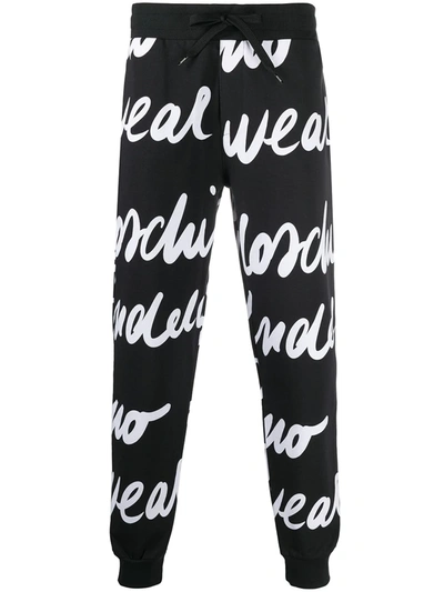Moschino Signature-print Lounge Trousers In Black