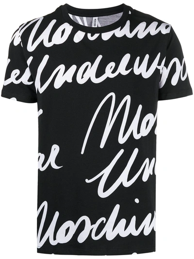 Moschino Signature-print Lounge T-shirt In Black