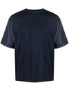 PRADA LOGO PLAQUE PANELLED T-SHIRT