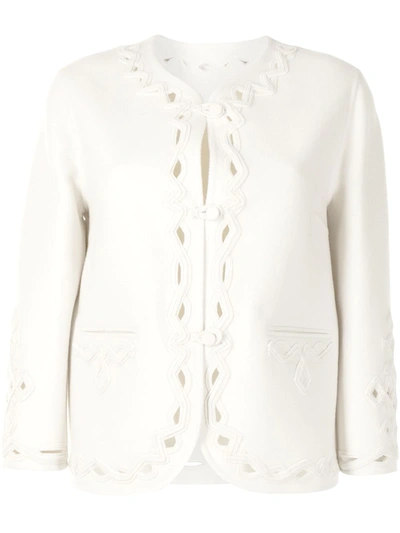 Ermanno Scervino Cut-out Detailing Collarless Jacket In White