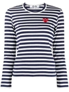 Comme Des Garçons Play Long Sleeved T-shirt In White