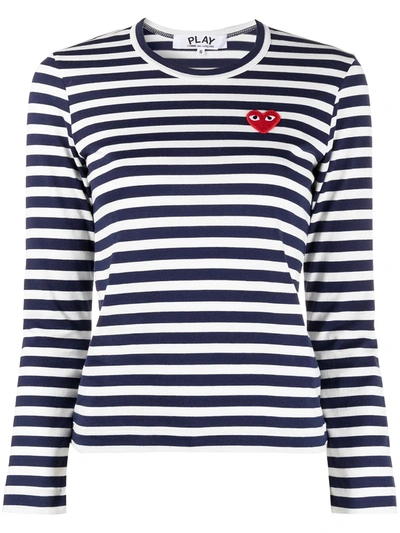 Comme Des Garçons Play Long Sleeved T-shirt In Blu