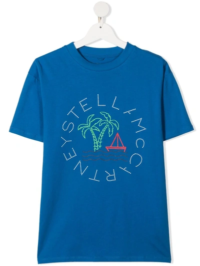 Stella Mccartney Teen Sea-print Crew-neck T-shirt In Blue