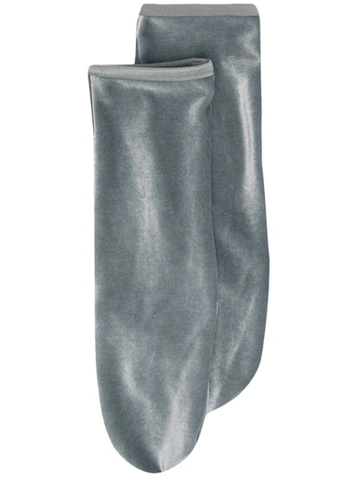 Simone Wild Velvet Ankle Socks In Grey