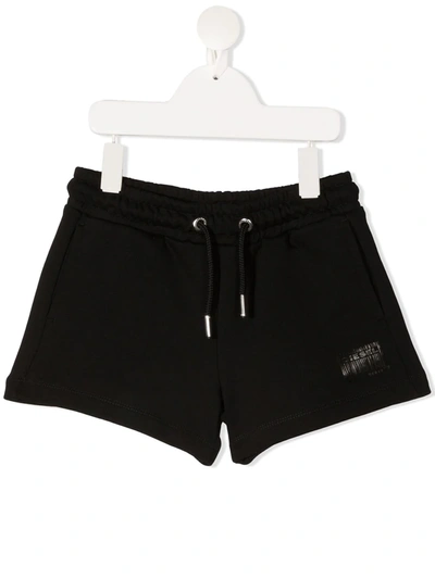 Diesel Kids' Logo Barcode Shorts In Black