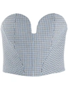 PHILOSOPHY DI LORENZO SERAFINI HOUNDSTOOTH-PRINT STRAPLESS TOP