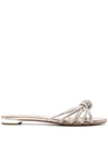 Aquazzura Celeste Knotted Swarovski Crystal Slide Sandals In Grey