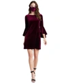 MSK VELVET BELL-SLEEVE SHIFT DRESS & FACE MASK