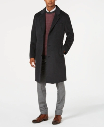 London Fog Big And Tall Signature Wool-blend Overcoat In Dark Charcoal