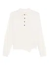 3311 Buttoned Asymmetric Knitted Top In White