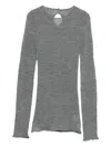 3311 Ribbed Cut-out Knitted Top In Gray