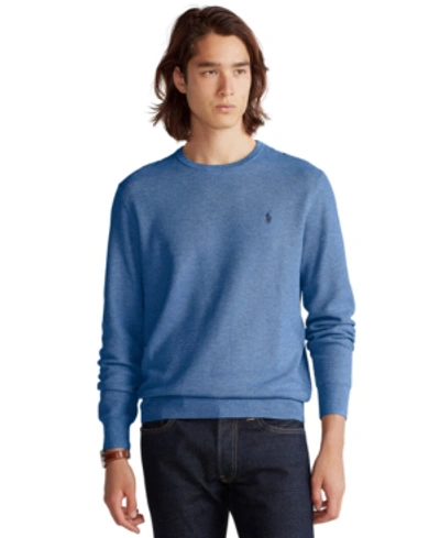 Polo Ralph Lauren Men's Cotton Textured Crewneck Sweater In Blue Stone Heather