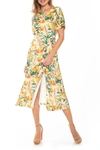 Alexia Admor Lana Draped Bodice Floral Midi Dress In Amelie Floral