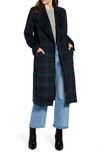 Avec Les Filles Double Face Wool Blend Coat In Navy/ Green