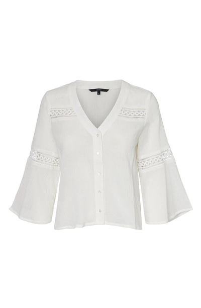 Vero Moda Thyra 3/4 Woven Cropped Shirt In Snow White