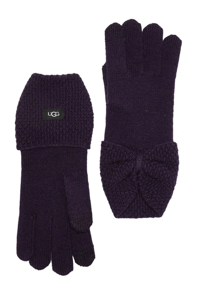 Ugg Bow Wool Blend Tech Glove In Nightshade