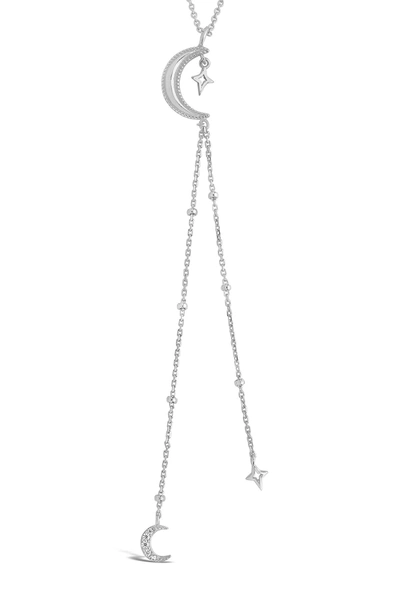 Sterling Forever Sterling Silver Pavé Cubic Zirconia Moon & Star Y-necklace