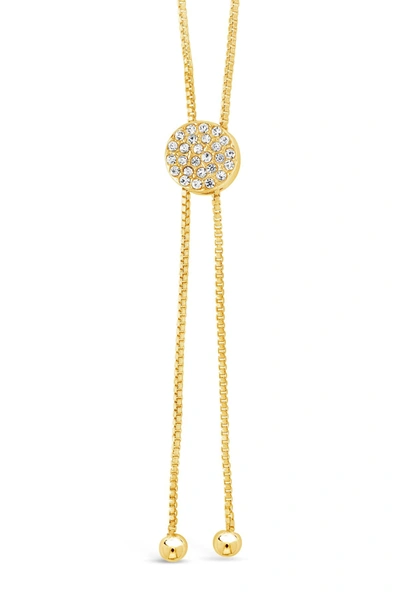 Sterling Forever 14k Yellow Gold Plated Pave Cz Slider Bolo Necklace