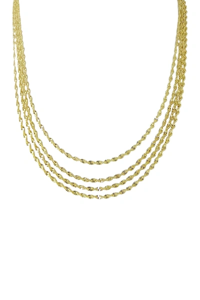 Savvy Cie 18k Gold Plated Diamond Cut Rope Triple Strand Necklace In Yellow