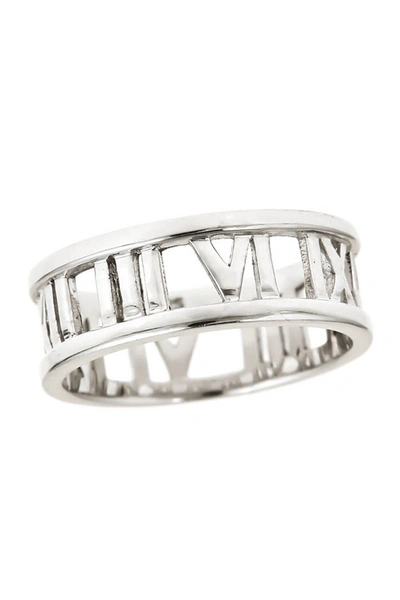 Sterling Forever Sterling Silver Roman Numeral Band Ring In Metallic