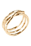 Sterling Forever 14k Gold Vermeil Textured Multi Band Ring In Gold