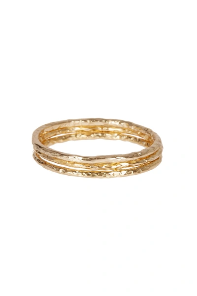 Sterling Forever Triple Band Textured Ring Set In Gold
