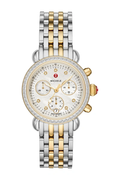 Michele Diamond Accent Two-tone Csx36 Watch, 36mm