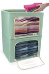 Sorbus Teal Large Zip Window Fabric Storage Box In Teal