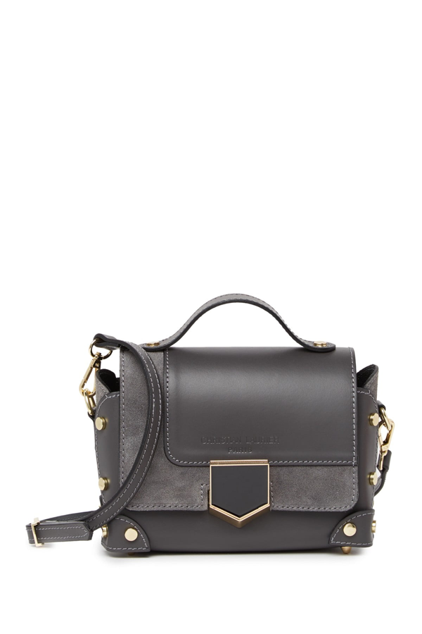 christian laurier nan studded leather & suede crossbody bag