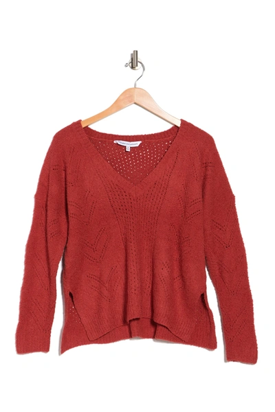 Cupcakes And Cashmere Maj Soft V-neck Dolman Sweater In Burnt Oran