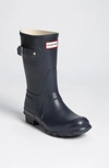 Hunter Original Short Gloss Waterproof Rain Boot In Navy