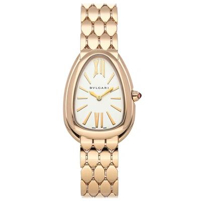 Pre-owned Bvlgari Silver 18k Rose Gold Serpenti Seduttori 103145 Women's Wristwatch 33 Mm