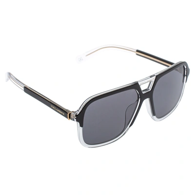 Pre-owned Dolce & Gabbana Black/ Grey Polarised Dg 4354 - F Square Sunglasses