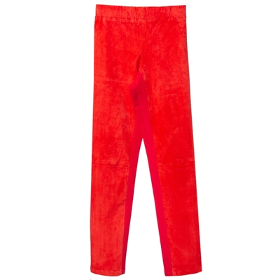 Pre-owned Joseph Red Lambskin & Cotton Stretch Leggings S