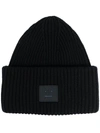 ACNE STUDIOS FACE-PATCH RIBBED KNIT BEANIE