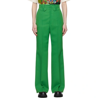 Gucci Flared High-waist Trousers In Green