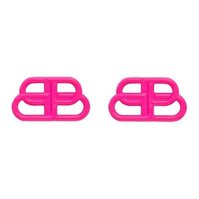 Balenciaga Women's Bb Enameled Brass Earrings In Fluo Pink