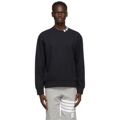 Thom Browne 4-bar Intarsia Mock-neck Sweatshirt In Blue