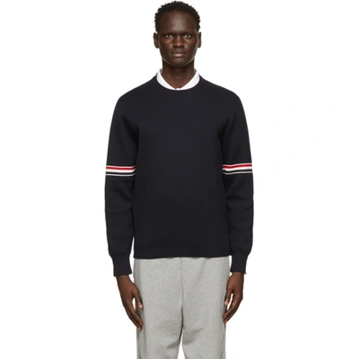 Thom Browne Rwb Intarsia Armband Tweed Pullover In Blue