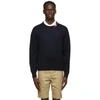 THOM BROWNE NAVY MERINO RWB TAB RELAXED-FIT SWEATER