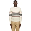 THOM BROWNE OFF-WHITE MOHAIR CRICKET STRIPE SWEATER