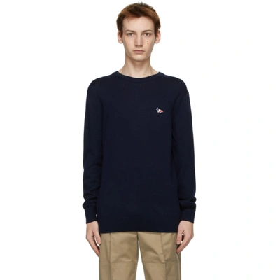 Maison Kitsuné Navy Tricolor Fox Patch Jumper