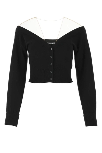 Alexander Wang Fitted Cropped Cardigan In Black