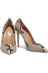 AQUAZZURA SATINE 105 SNAKE-EFFECT LEATHER AND SUEDE PUMPS,3074457345624914189
