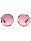 GUCCI SNAKESKIN-EFFECT ROUND-FRAME SUNGLASSES