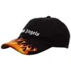 Palm Angels Black Logo Flame Baseball Cap In Black