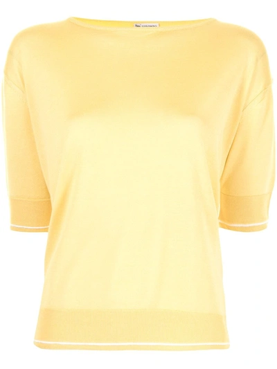 Colombo Fine Knit Silk Jumper With Cropped Sleeves In Yellow